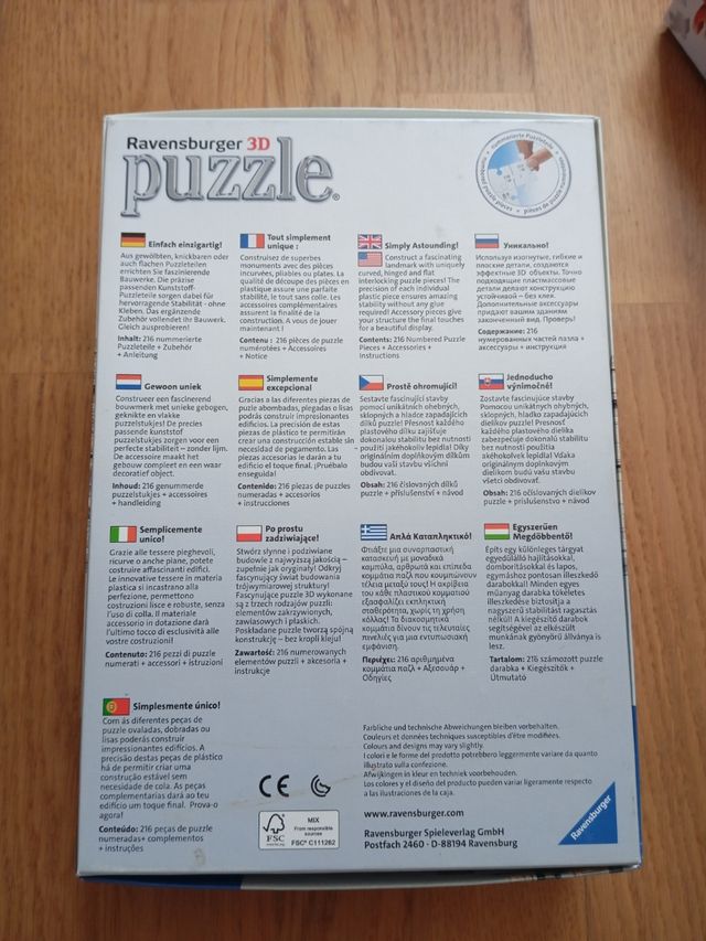 Puzzle 3D Arco Triunfo París