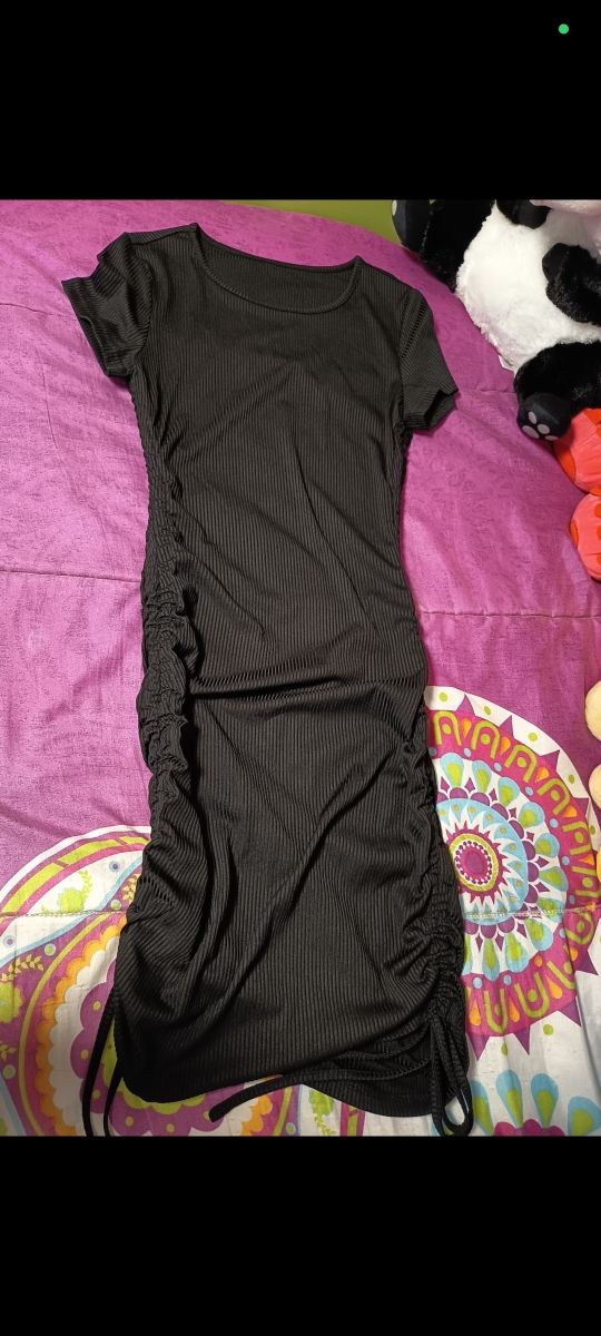 Vestido negro fruncido - Talla S