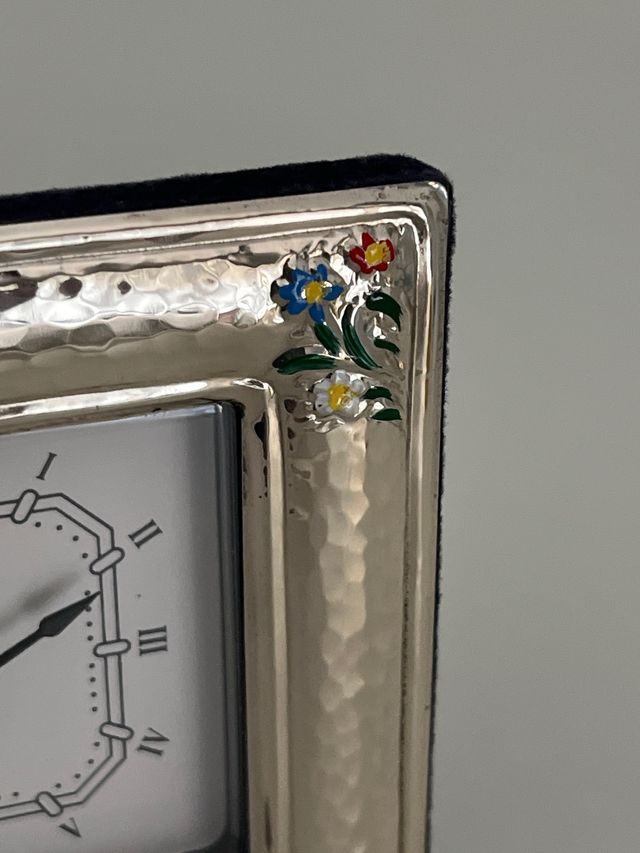 Reloj sobremesa despertador Plata 1ª ley esmaltado