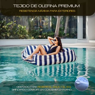 Puff XXL rayas beige-blanco