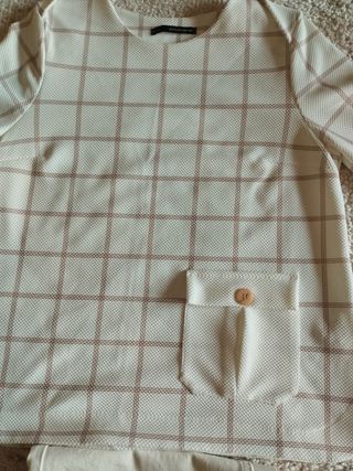 Conjunto beige: pantalón y camisa