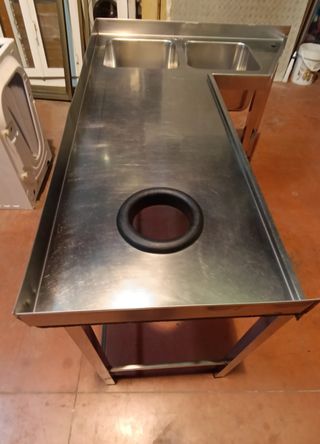 Fregadero industrial inox. 185cm  Con barasadero.