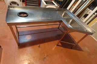 Fregadero industrial inox. 185cm  Con barasadero.