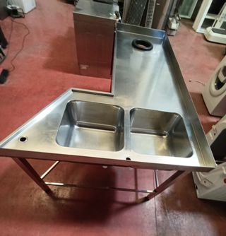 Fregadero industrial inox. 185cm  Con barasadero.