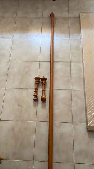 Barra cortina madera 210cm marrón