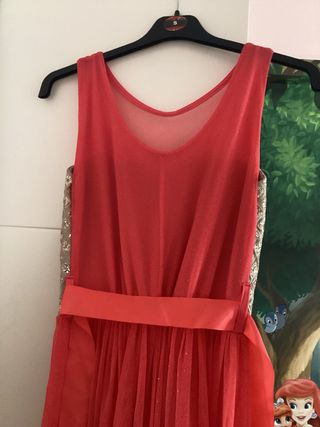 Vestido ceremonia  coral dorado T36 solo 40