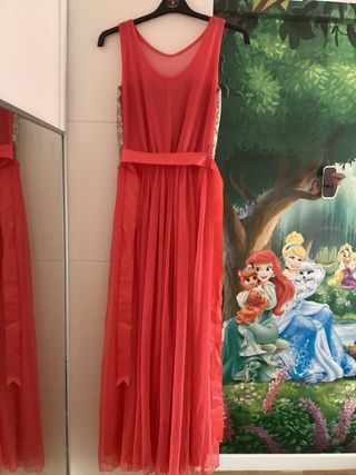 Vestido ceremonia  coral dorado T36 solo 40