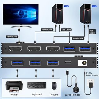 Conmutador KVM HDMI 2.1 8K /2 PC 1 monitor / USB 3