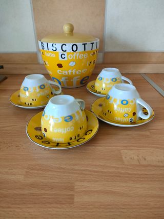 Biscottiera + 4 tazze caffè
