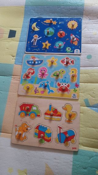 3 puzles de madera para niños