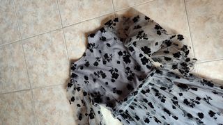 Vestito lungo fiori grigio-nero Tg L