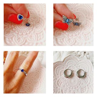 Set gioielli placcato argento: anello e orecchini