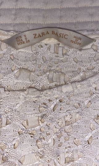 Top crochet Zara Basic blanco talla S