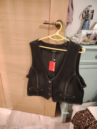 Chaleco vaquero negro talla única
