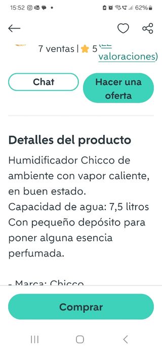 Humidificador Chicco - 7,5 litros