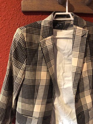 Americana cuadros Soeur beige-negro