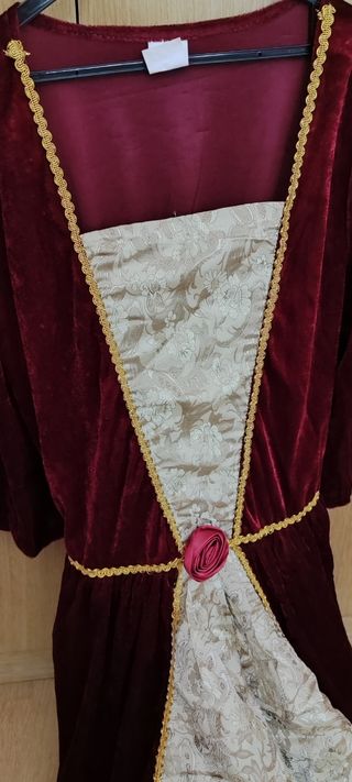 Vestido medieval rojo y beige URGE