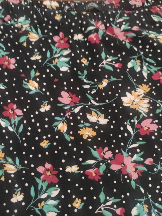 Gonna a fiori nera taglia S