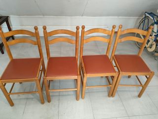 4 Sillas de Cocina Madera