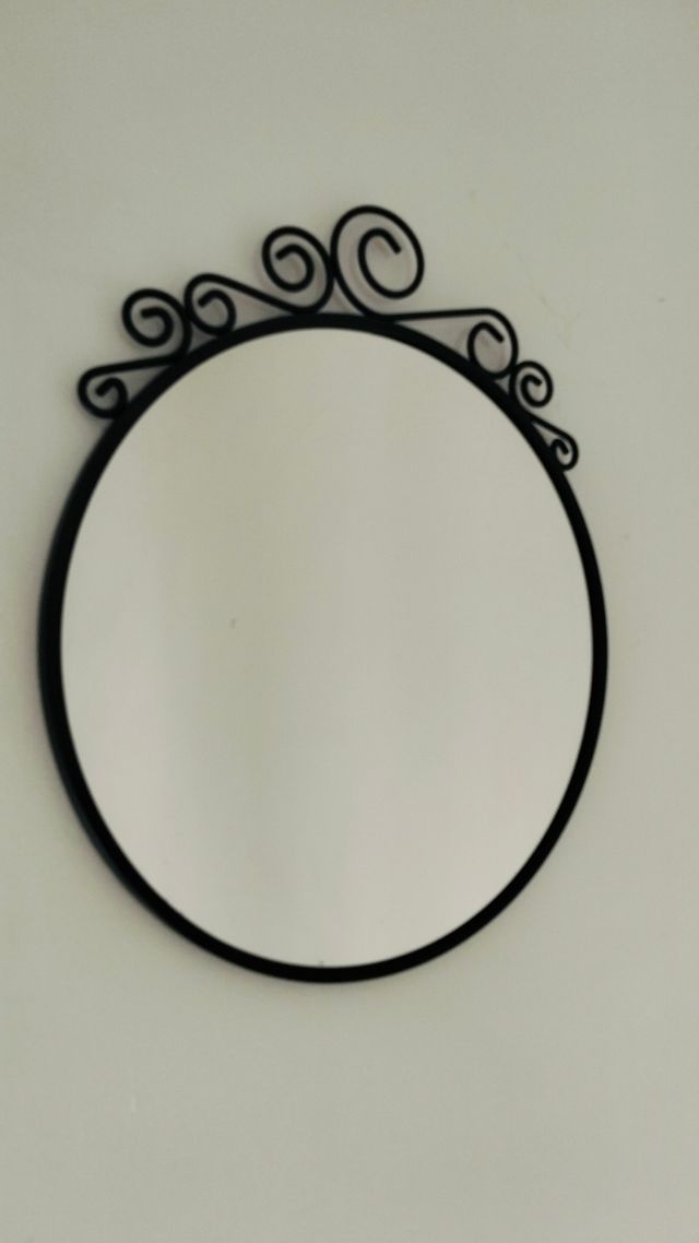 Espejo redondo negro metal