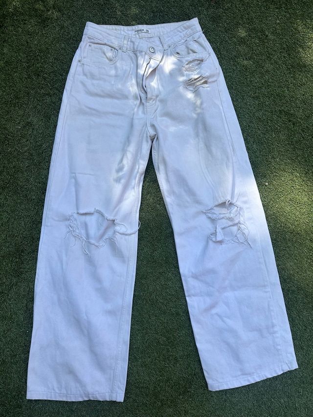 Jeans Pull&Bear blancos rotos L
