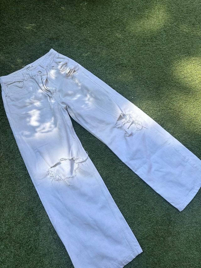 Jeans Pull&Bear blancos rotos L