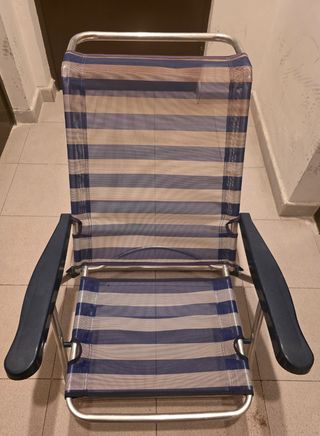 Silla playa plegable azul y beige