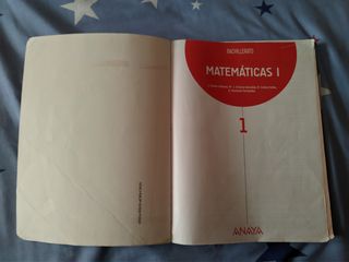 Libro Matemáticas I de 1° Bachillerato Anaya 