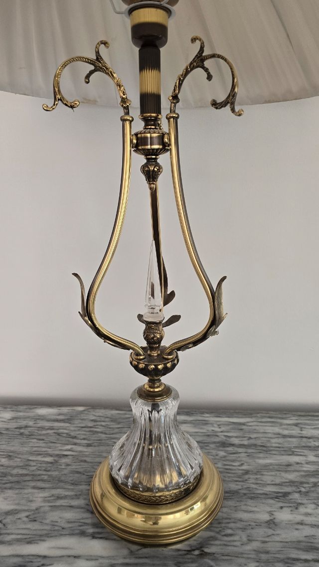 2 Lámparas mesa cristal bronce