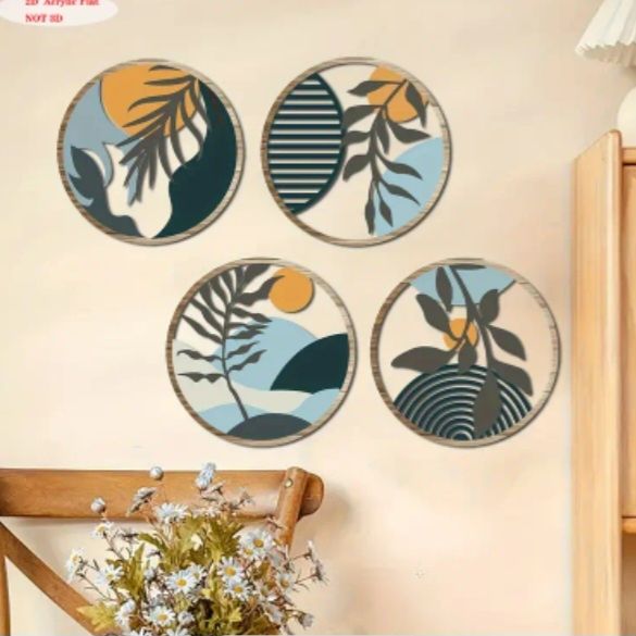 4 Adornos Pared Madera