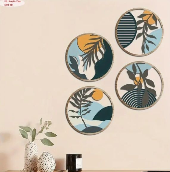 4 Adornos Pared Madera