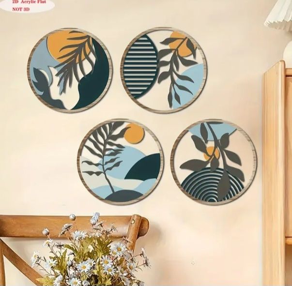 4 Adornos Pared Madera