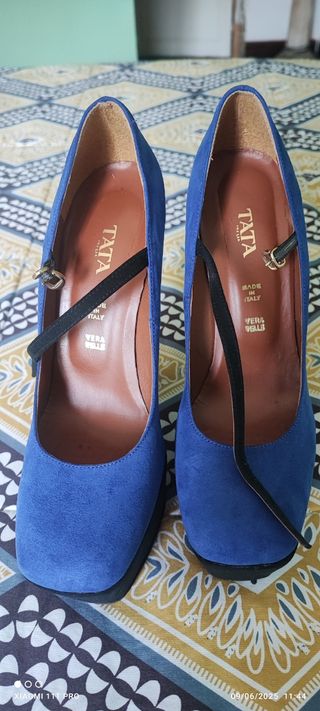 Zapatos tacón azul-negro con plataforma 