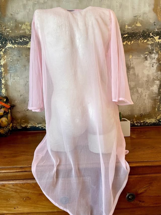 Caftano rosa voile paillettes M