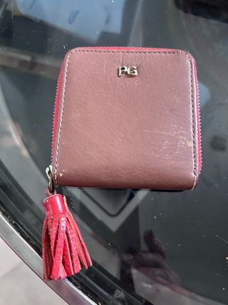 Monedero Purificación García - Marrón y Rojo