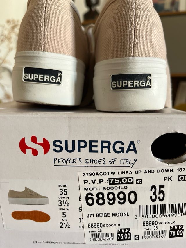 Bambas con plataforma Superga beige num. 35