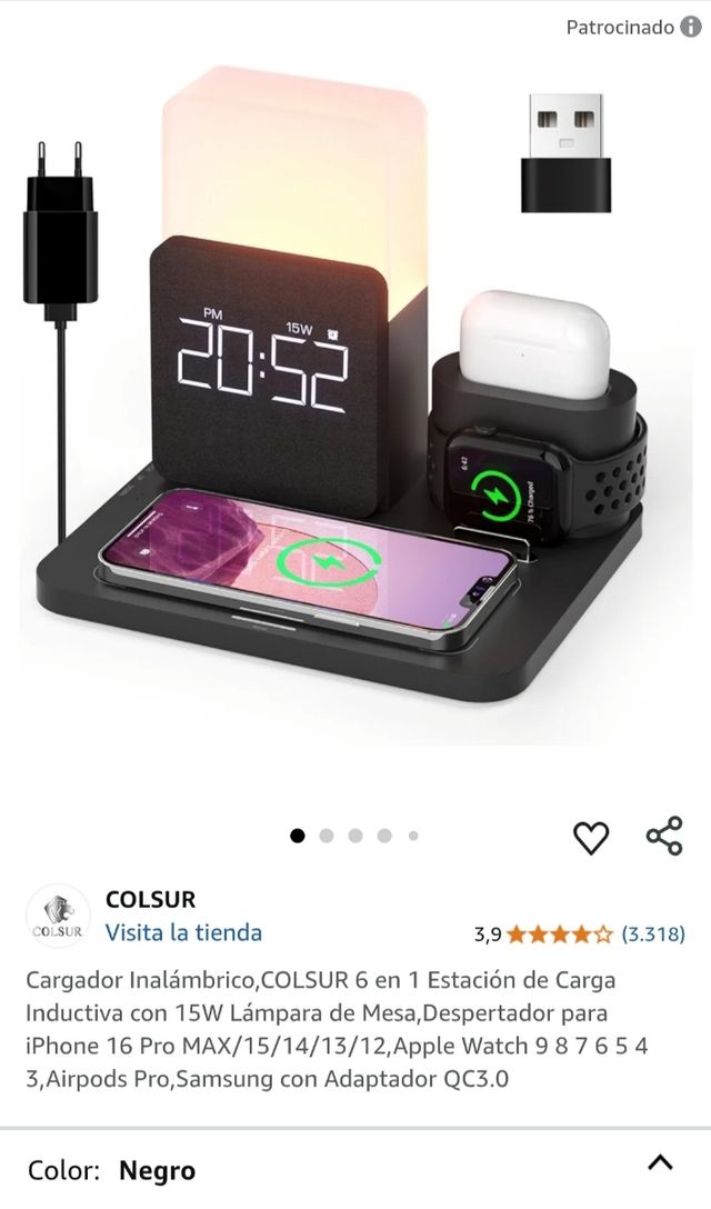 Estación Carga Inalámbrica COLSUR 6 en 1