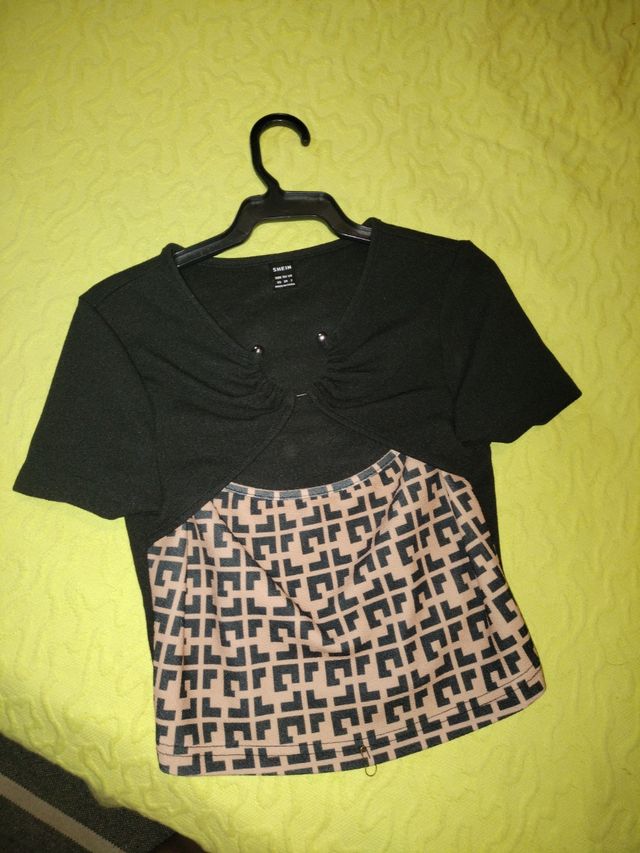 Top Shein Negro y Marrón XS