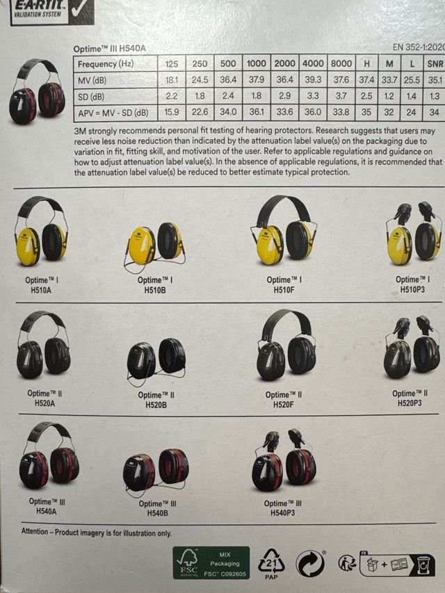Protettori acustici 3M Peltor Optime III H540A