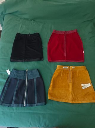 3 Minifaldas Cuero: Roja, Negra, Mostaza