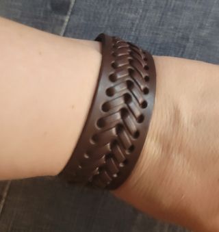 Pulsera trenzada cuero marrón