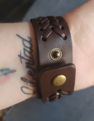Pulsera trenzada cuero marrón