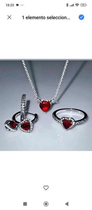 Conjunto estilo Pandora corazón rojo