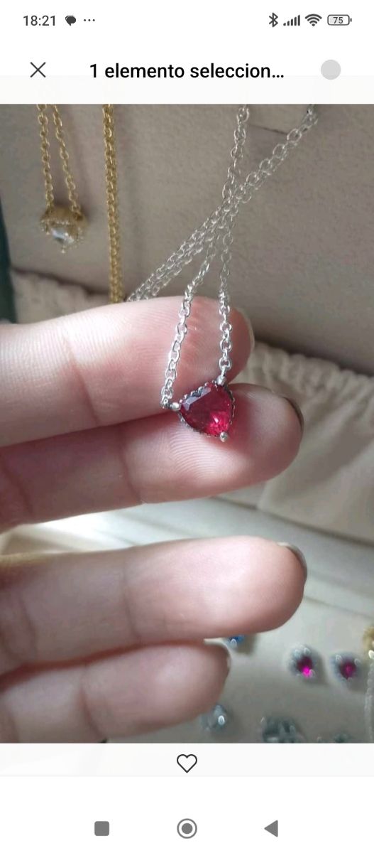 Conjunto estilo Pandora corazón rojo