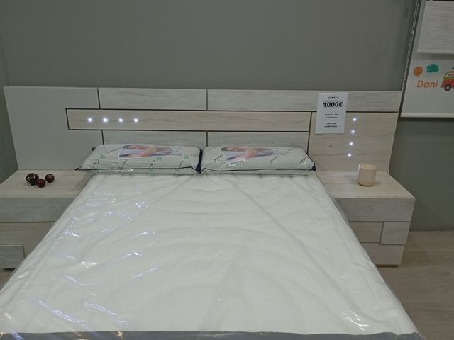 Cabecero cama LED - 2 mesitas y sinfonier