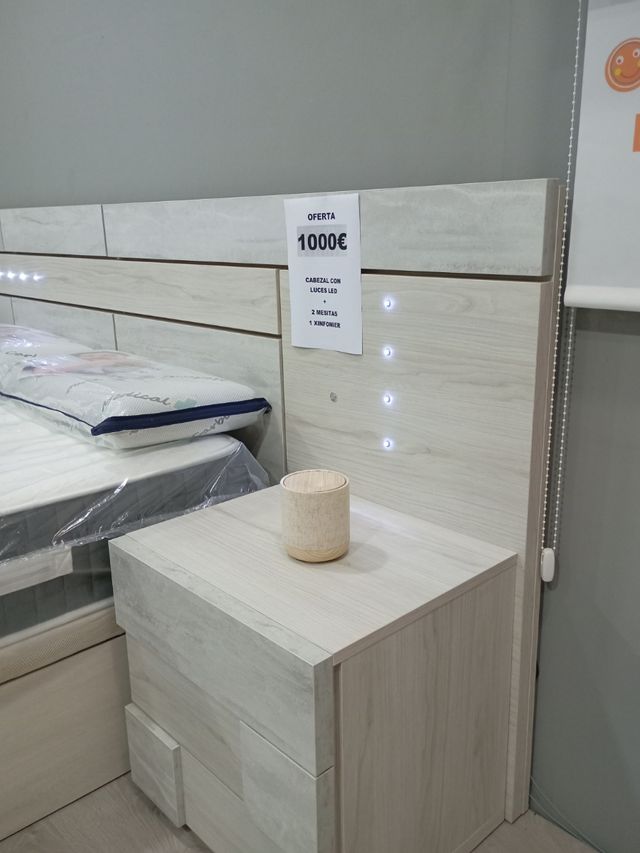 Cabecero cama LED - 2 mesitas y sinfonier