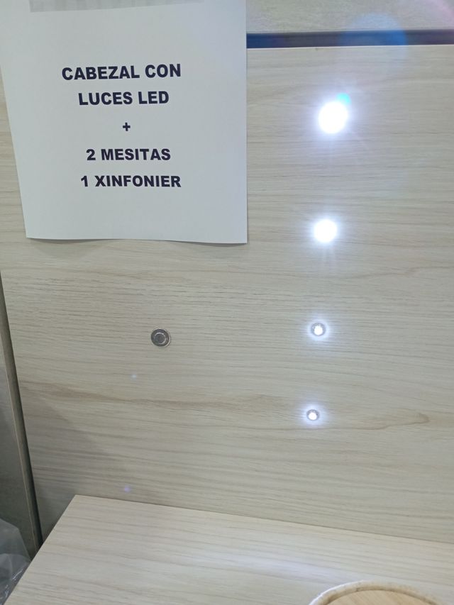 Cabecero cama LED - 2 mesitas y sinfonier