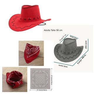 Sombrero Rojo con Bandana Disfraz Vaquero Unisex