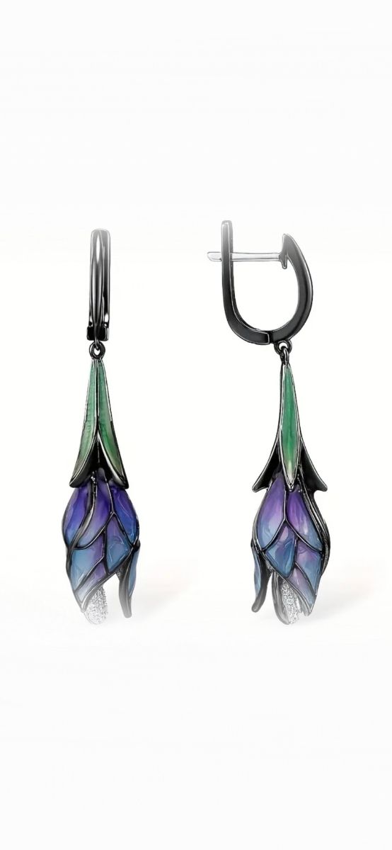 Pendientes flor purpura-verde