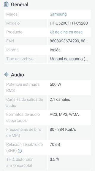 Home Cinema Samsung - Sistema de sonido HT-C5200